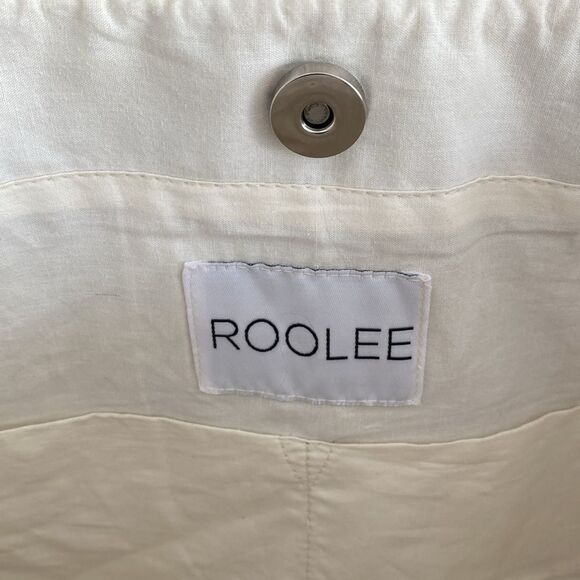 Roolee Red Yellow Neutral Patchwork Color Blocked Tote Bag Suede Leather Handles - Picture 7 of 9